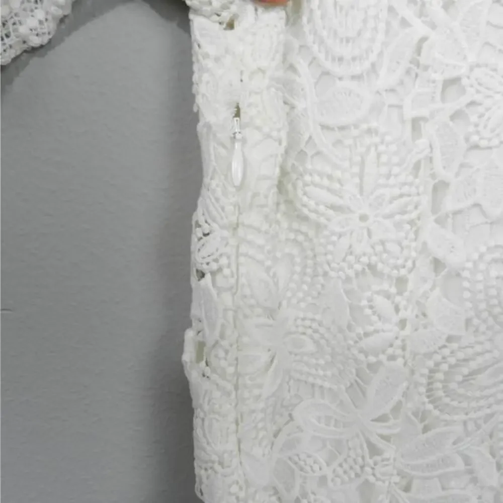 Anthropologie Charleston Lace Mini Dress Sz 0 White Rehearsal Wedding Engagement